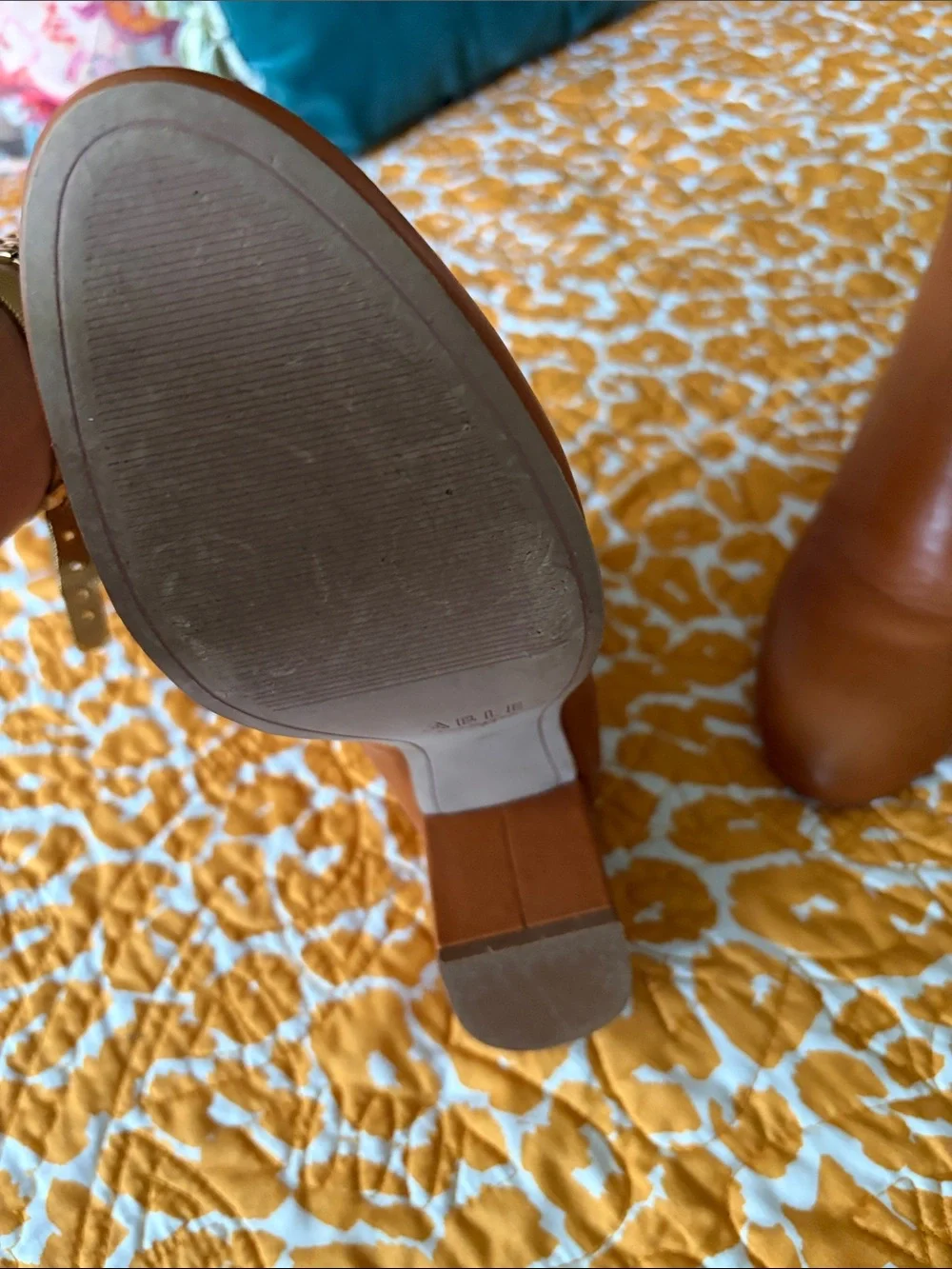 ABLE Women's Tan Leather Ankle Boots - Classic Block Heel